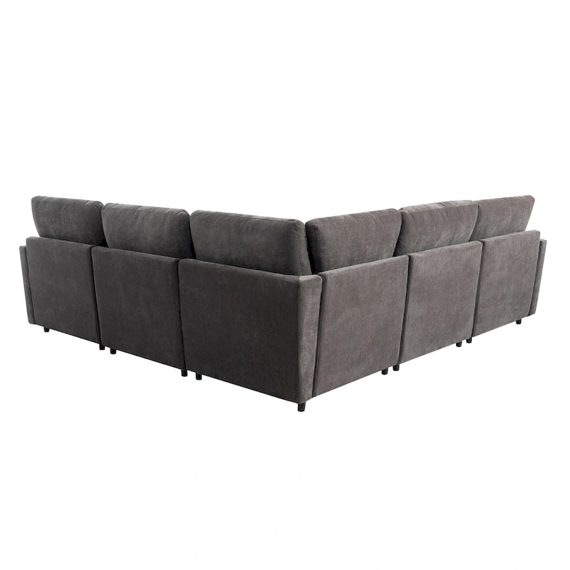 100.4 Spacious U-Shape 6 Seater Sectional Sofa with Removable Ottomans and Pillow, Flexible Configuration