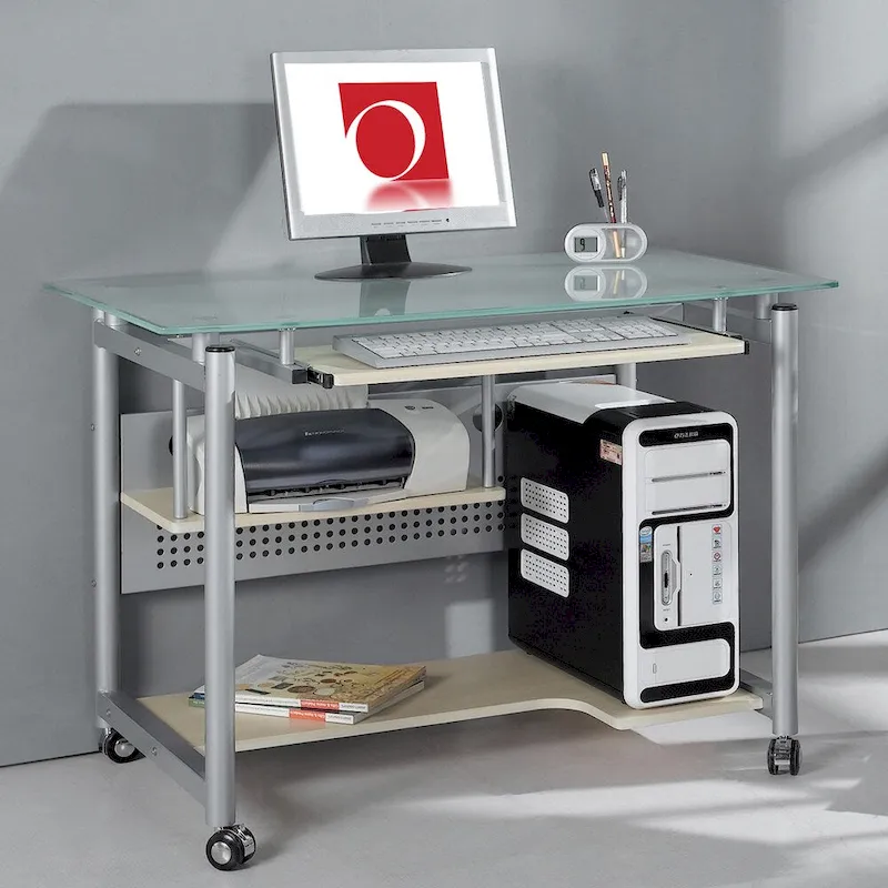 Tempered Frosted Glass Compact Computer Desk