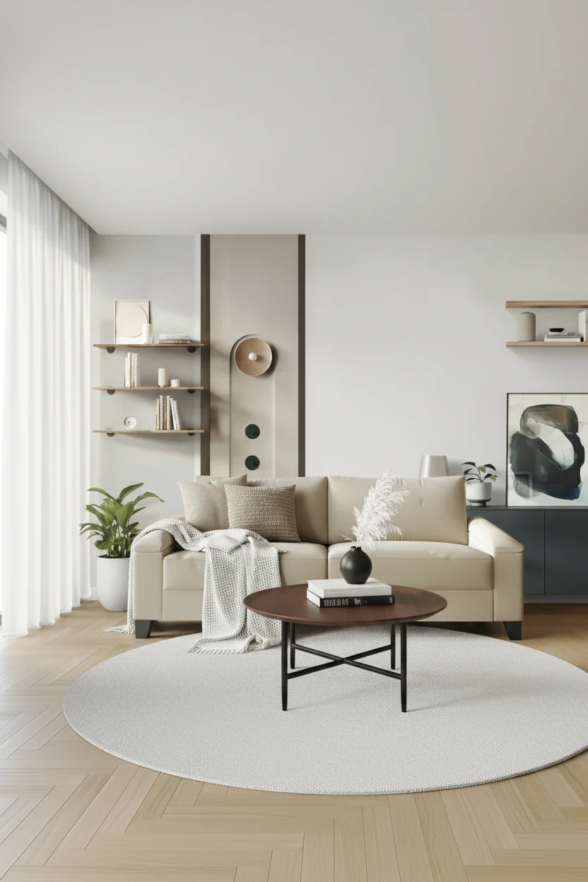 Minimalist style linen upholstered sofa
