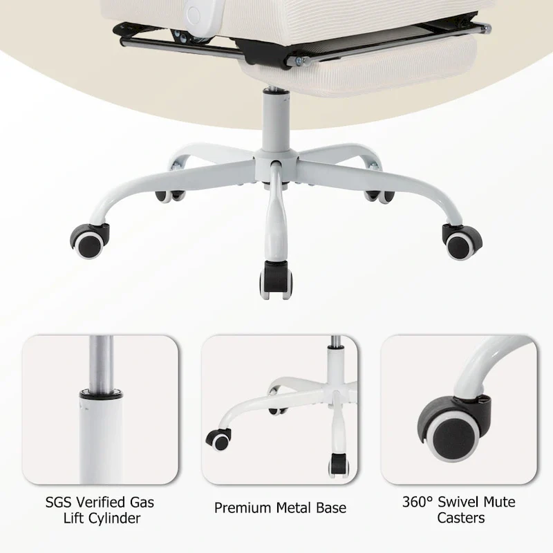 Office Chair With Foot Rest Ergonomic Swivel Mesh Task Office Chair