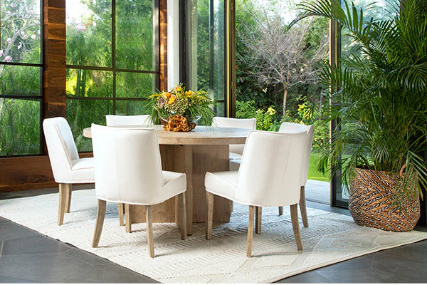 Haley White Wash Round Dining Table