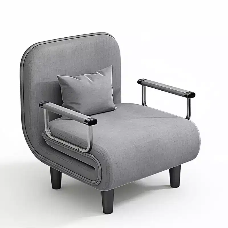 Homy Casa Folding Accent Chair with Adjustable Backrest and Pillow, Convertible Lounge Chair for Small Spaces, Dorms or Home Office, Grey