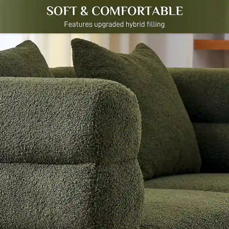 Ouyessir Teddy Fabric Modern Sectional Sofa Sets L-Shape/2/3/4 Seater Sofa Couch with Pillows