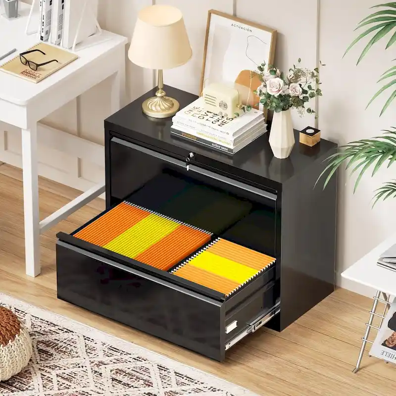 2-Drawer Metal Lateral Filing Cabinet with Lock