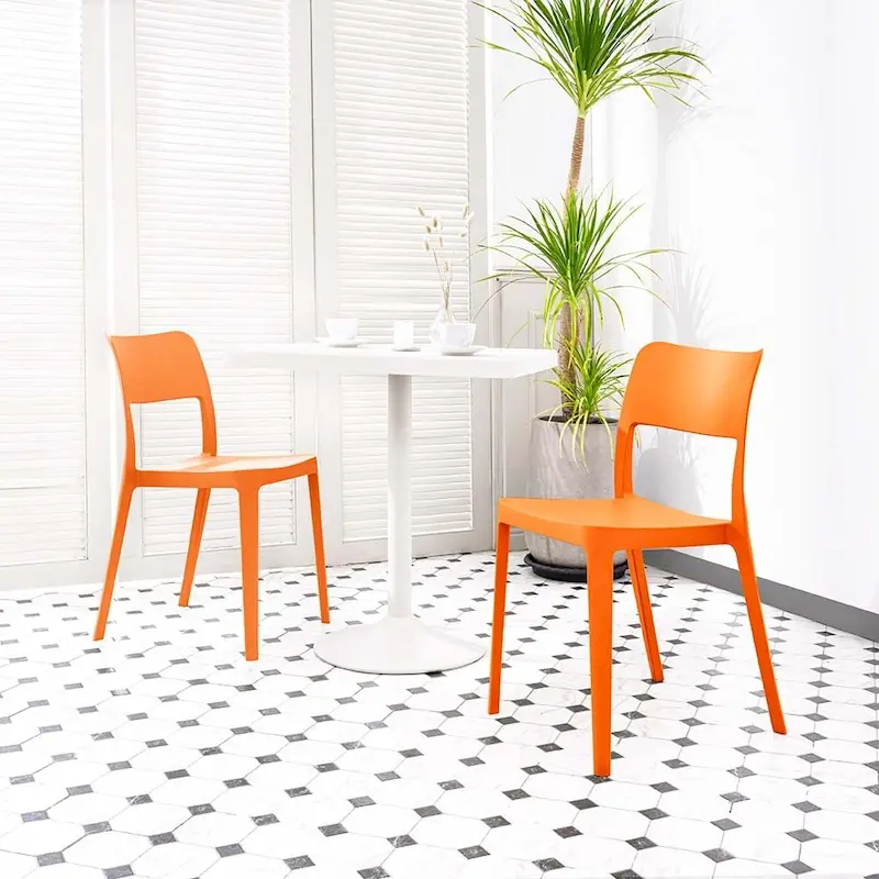 La Vie Resin Stackable All Weather Armless Chair, Set of 2