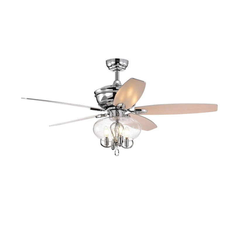 Bella Depot 52  Modern Matte Silver Ceiling Fan with Remote Control and Light Kit, 3-Speed Reversible Blades - 52 Inches