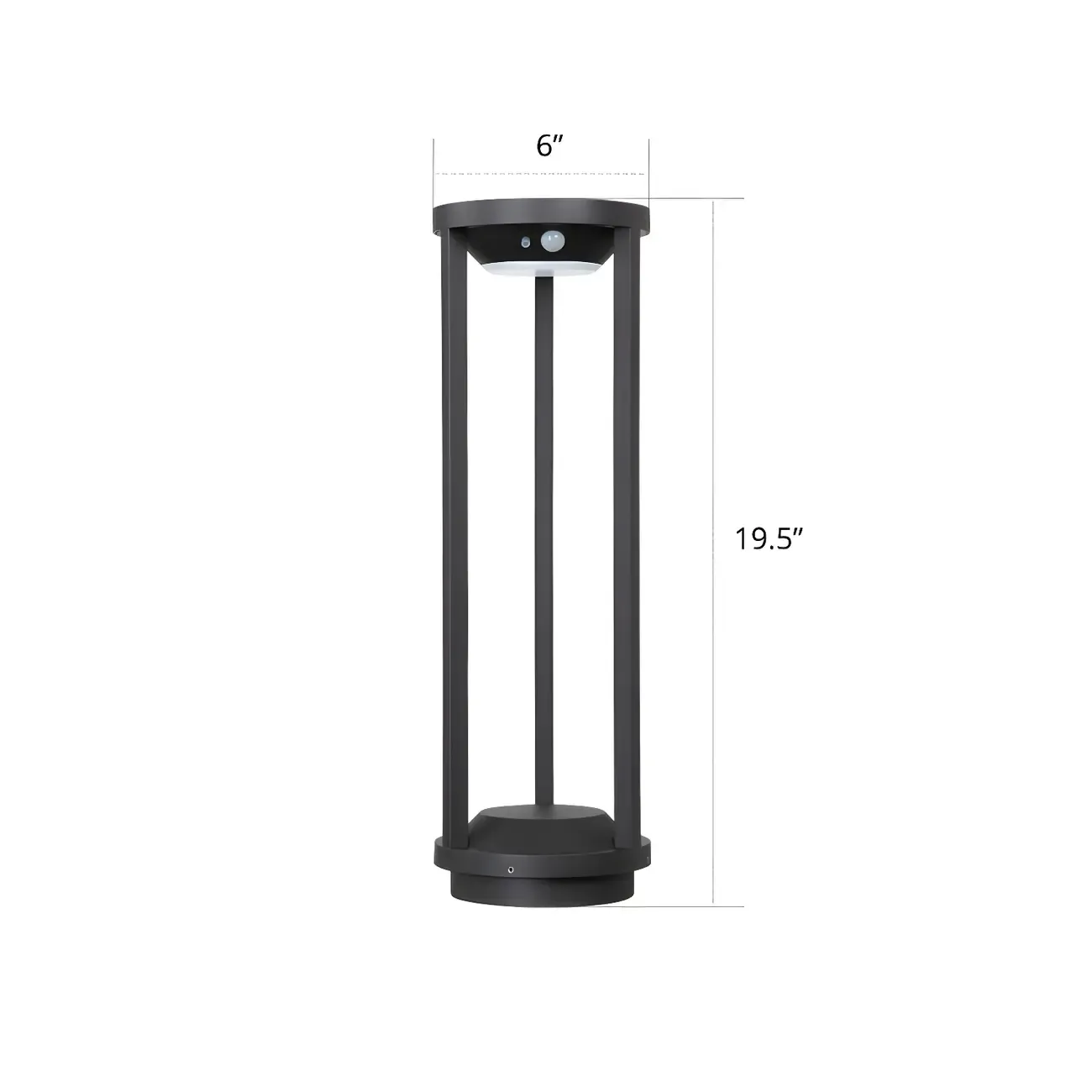 Open Cylindrical Black Metal Solar Landscape Lighting