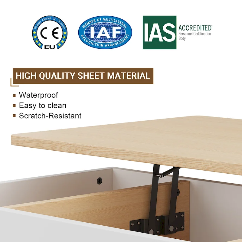 Futzca Wood Coffee Table with Hidden Compartment