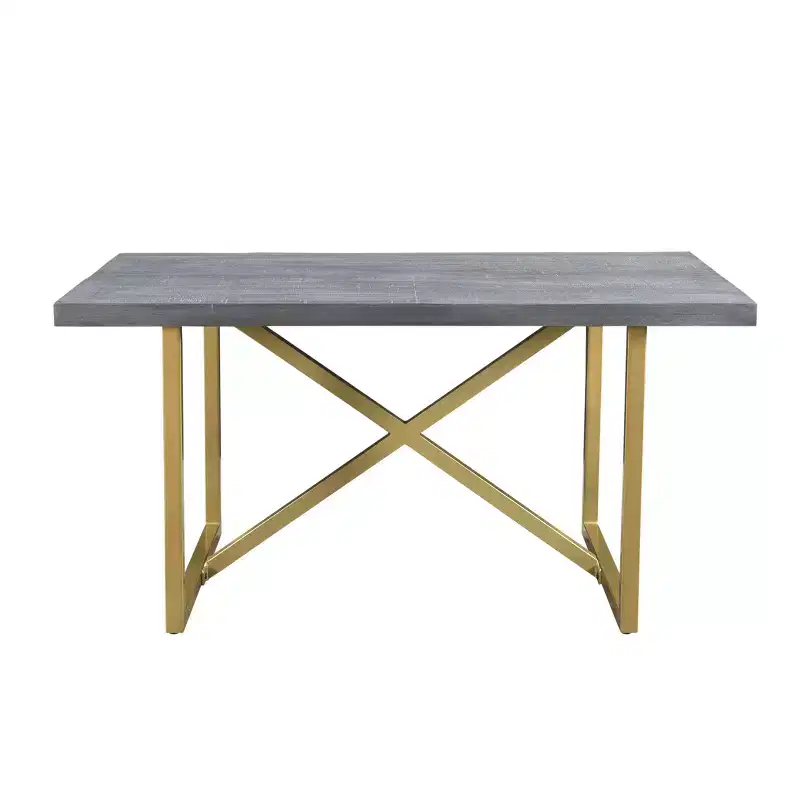 60" Raven Mango Wood Dining Table with Gold/Gray - Timbergirl