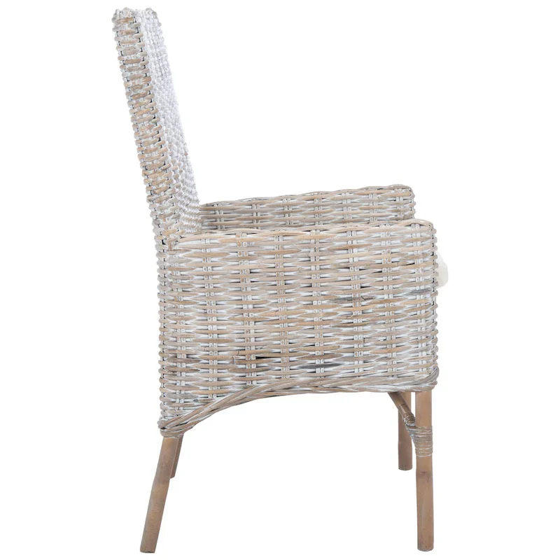 SAFAVIEH Winnifred Coastal Rattan Accent Chair with Cushion - 18.5  W x 22.8  L x 38.2  H - 19Wx23Dx38H