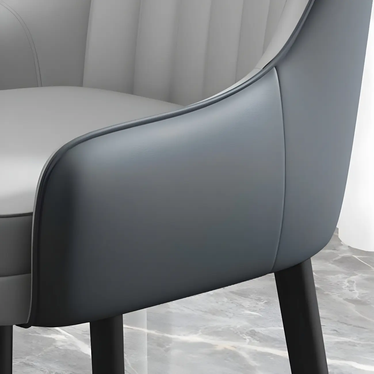 Modern Leather Upholstered Dining Chair with Arms
