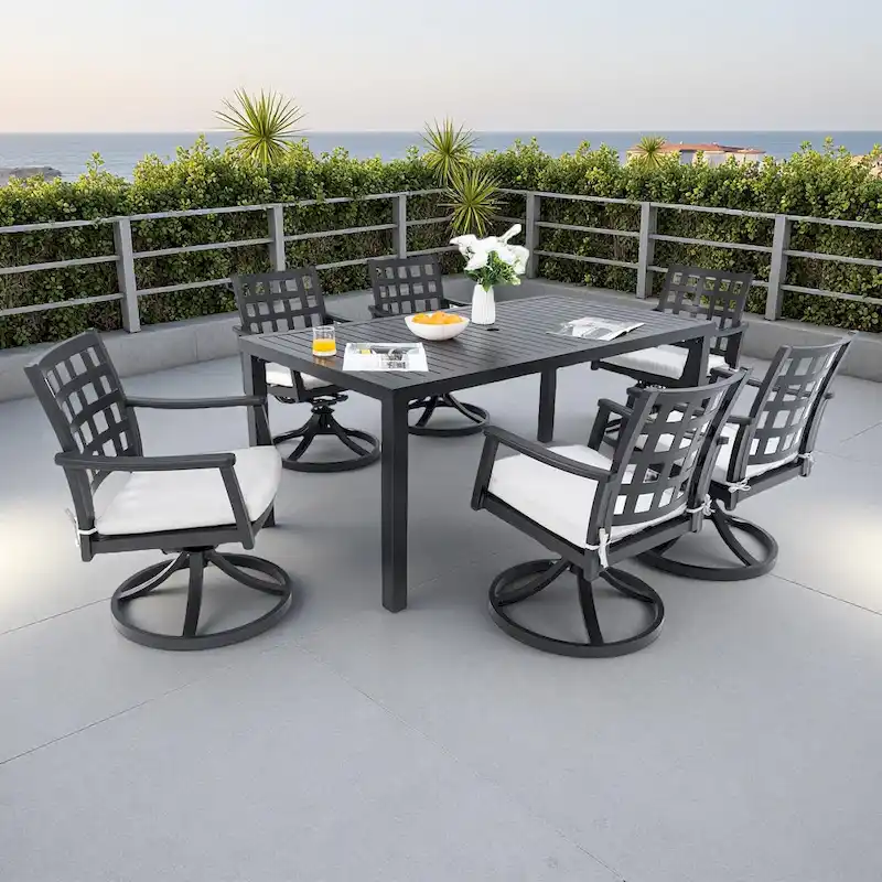 7-Piece Outdoor Patio Aluminum Dining Set with 67