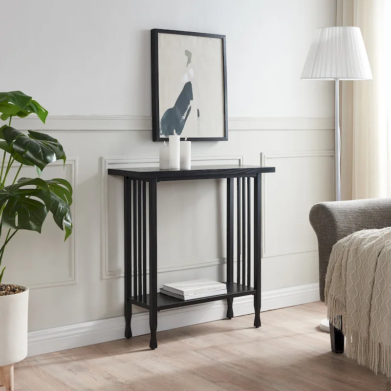 Slatted Mission Hall Stand – Brown/Black or Black Wash, 1-Piece