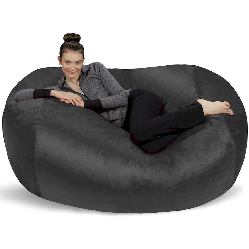 6-Foot Memory Foam Bean Bag Lounger with Microsuede Cover – Black / Red / Charcoal / Chocolate / Royal Blue / Navy Blue / Olive Green / Cocoa / Camel / Lemon / Aquamine Green / Tangerine / Purple / Magenta / Lime Green – 1-2 Person