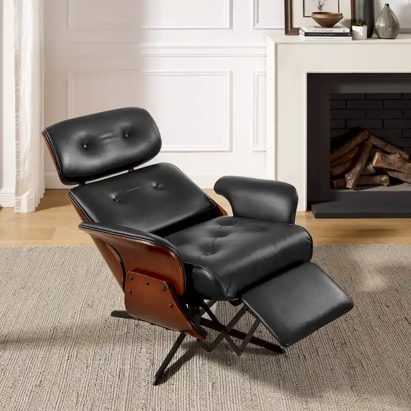 Faux Leather Lounge Chair Recliner with Footrest