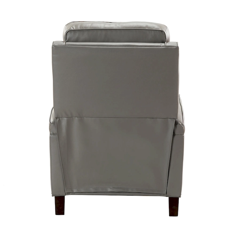 Gaspar Mid-Century Modern Genuine Leather Pushback Recliner with Wood legs Set of 2 by HULALA HOME