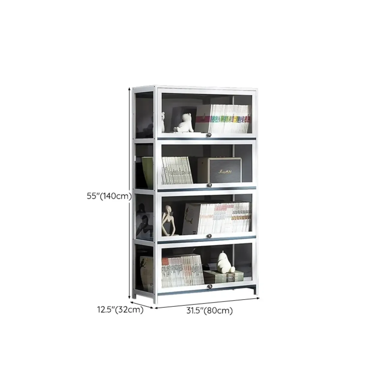 Modern White Bamboo Flip-Up Glass Display Cabinet