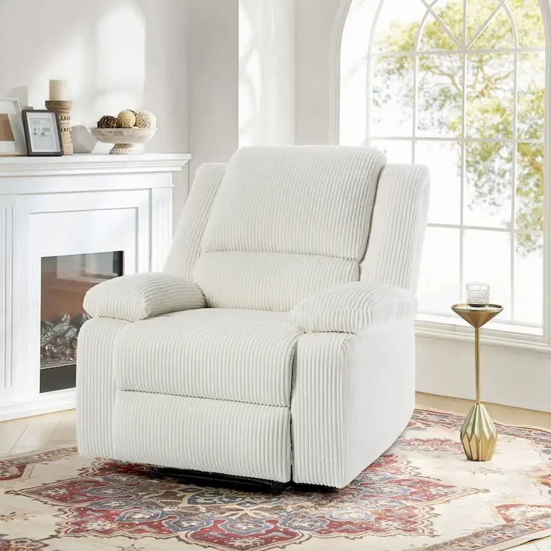 Vegan Leather Upholstered Push Back Manual Recliner Chair