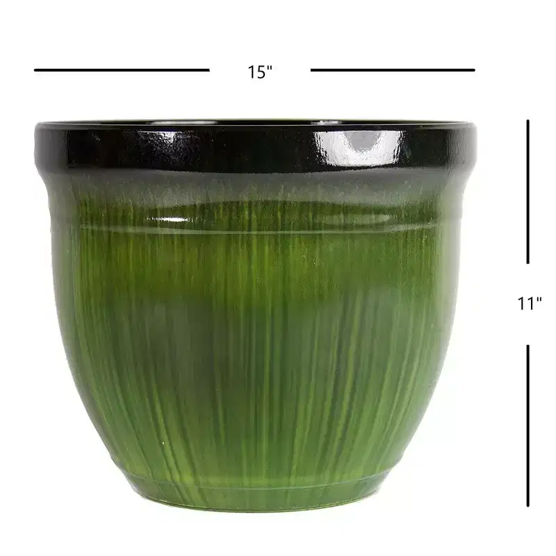 Gardener's Select Madison Planter, Green Drip, 15in