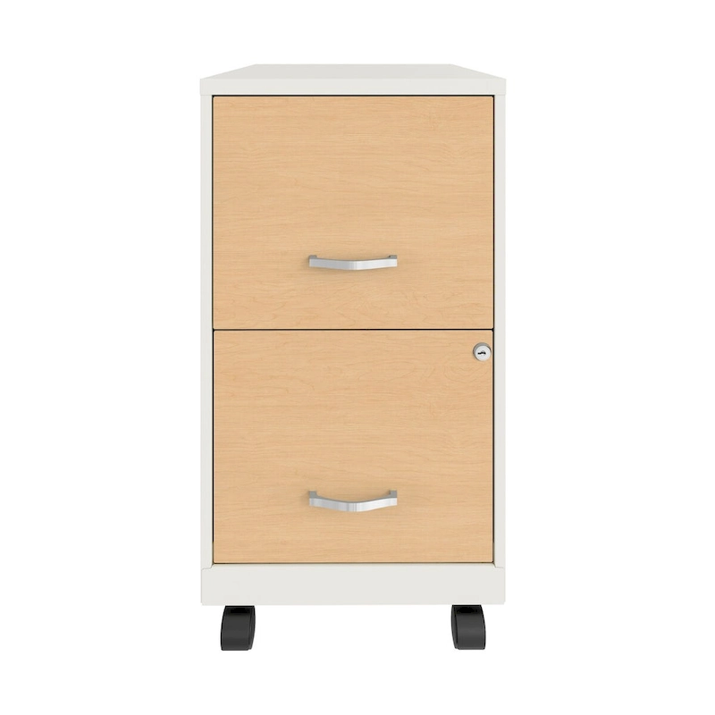 Space Solutions 18 Deep 2 Drawer Mobile File Cabinet with Wood Pattern Drawer Fronts