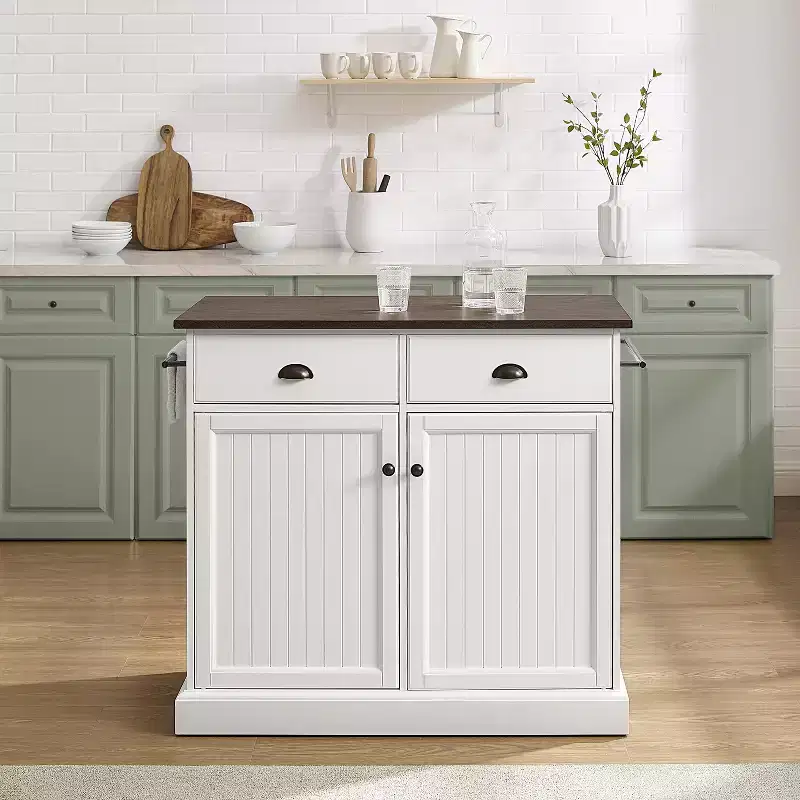 HomeStock 36 in.H Metal Kitchen Islands with 2 Doors and 2 Shelves