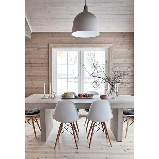 Set of 2 Mid-Century Modern Dining Chairs Armless Plastic Shell Seat with Natural Wooden Eiffel Leg Base, Red