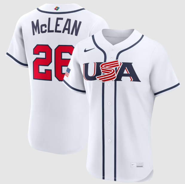 USA Baseball Nolan McLean White 2026 World Baseball Classic Home Authentic Jersey
