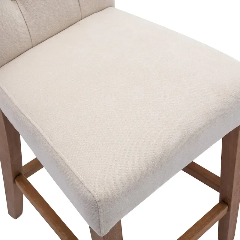 25 Inches Fabric Counter Height Bar Stools Button Tufted Upholstered Island Chairs Set of 2