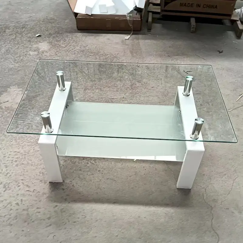 2-Layers Tempered Glass Coffee Table - 23.62 x 39.37 x 17.32