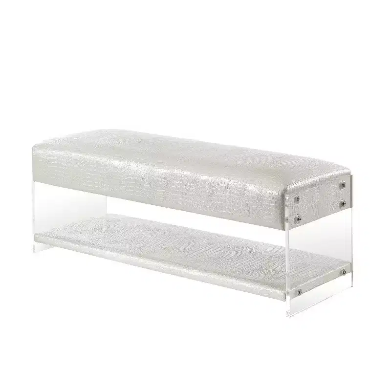 Inspired Home Galileo PU Leather Acrylic Shelf Bench