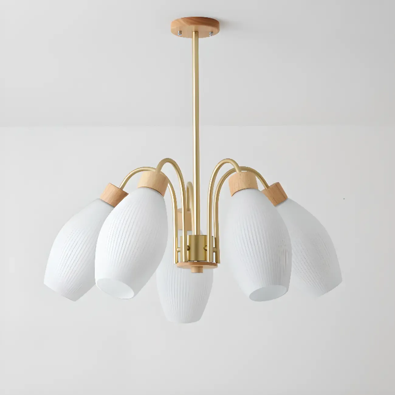 Modern Adjustable White Chandelier with Glass Shades