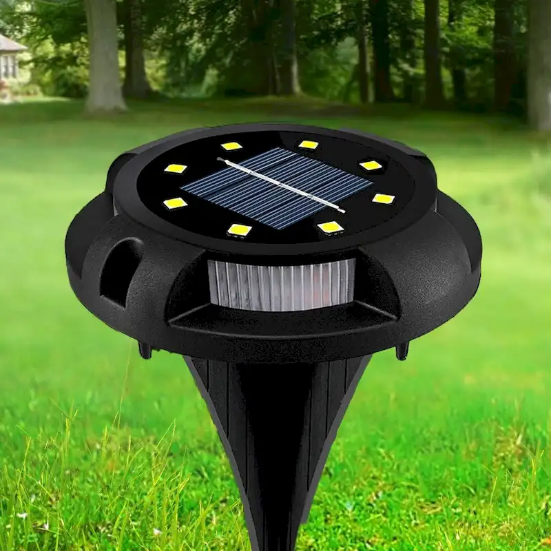 Solar Powered Disc 8 LED Ground Lights w/ 7 COLOR Changing Side Accent 4 pack - Small
