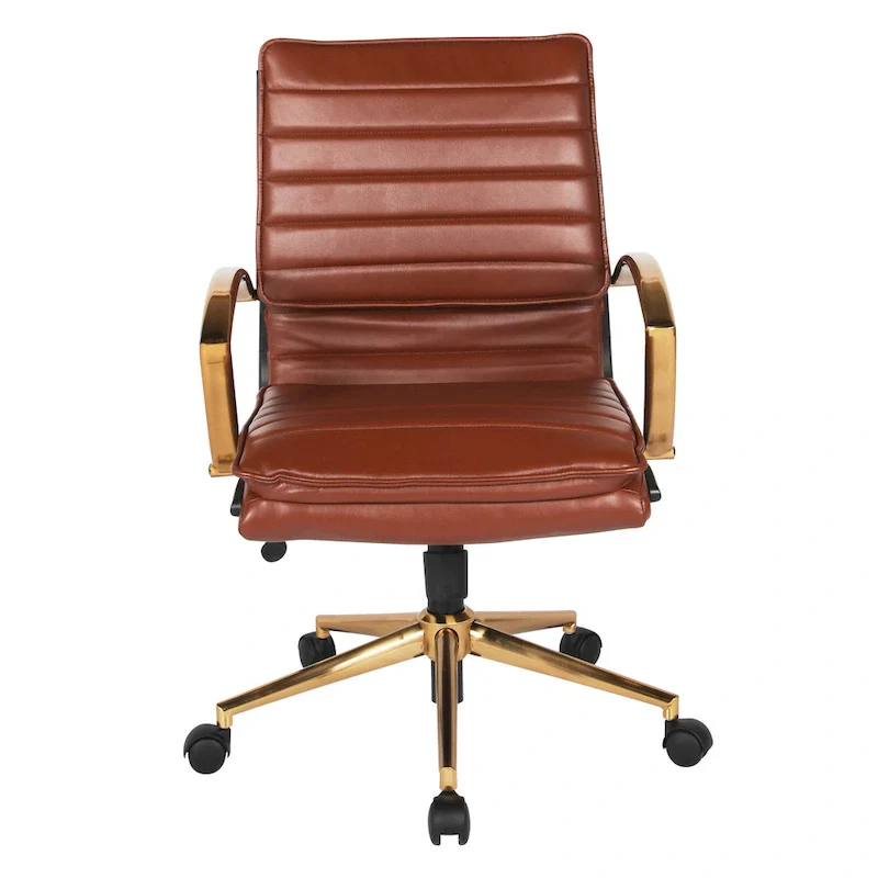 OSP Home Furnishings Gold Base Mid-back Faux Leather Office Chair