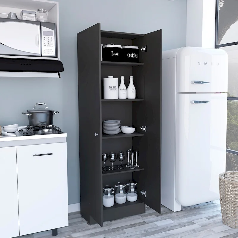 White / Black / Oak Freestanding Storage Cabinet with 10 Shelves