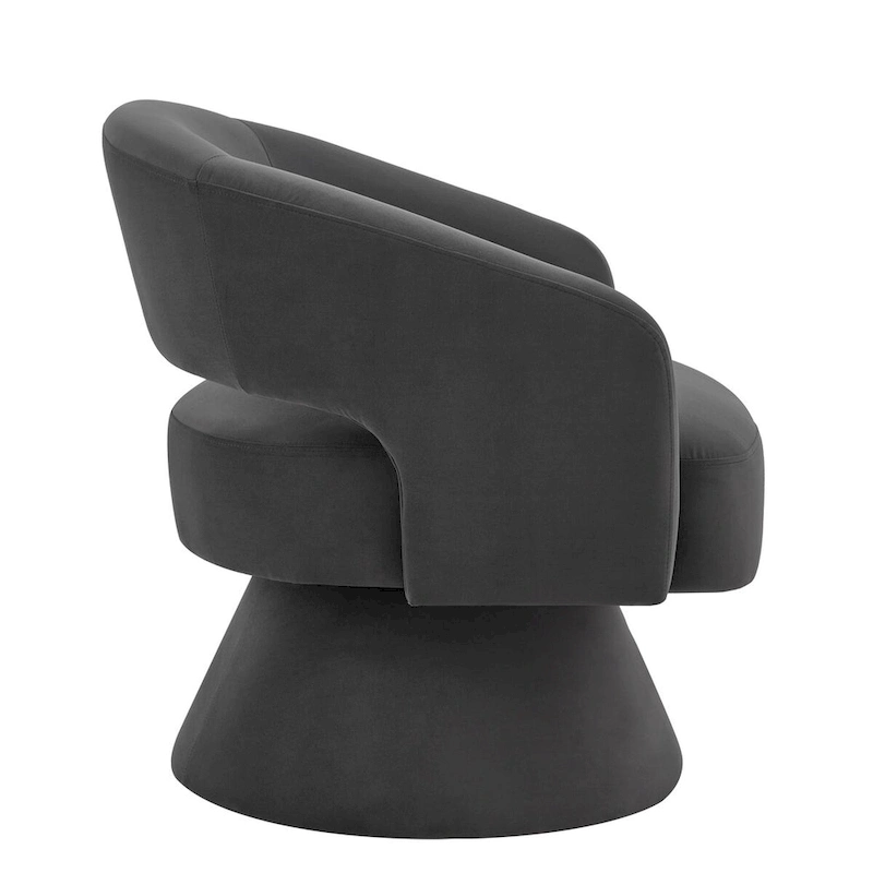 Upholstered Velvet Swivel Accent Chairs with Open Backrest