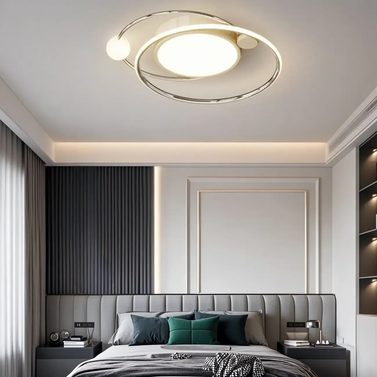 Dimmable Circular Flush Ceiling Light for Modern Bedroom