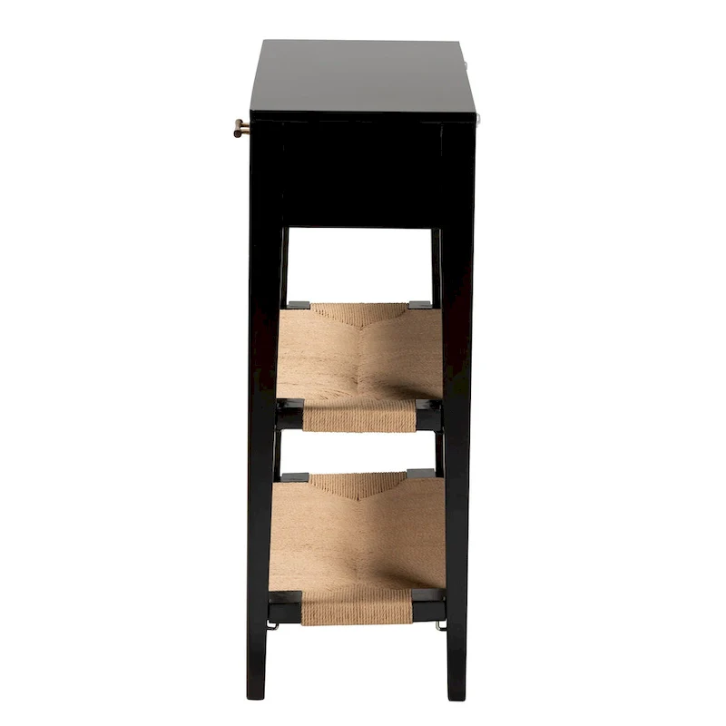Freya Modern Bohemian Bayur Wood 1-Drawer Console Table-Black