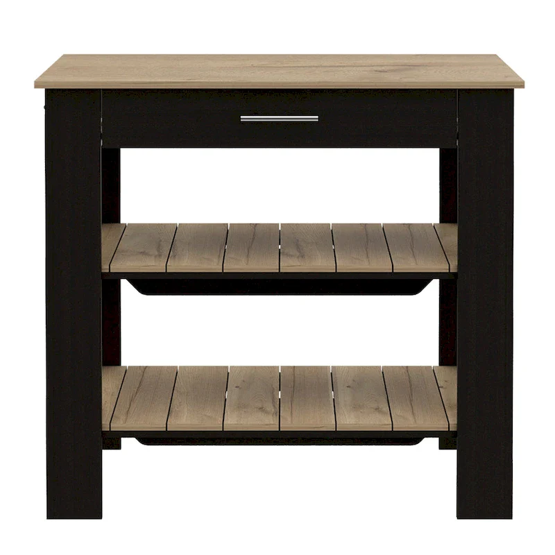 Brooklyn 40 Kitchen Island, Two Shelves, One Drawer