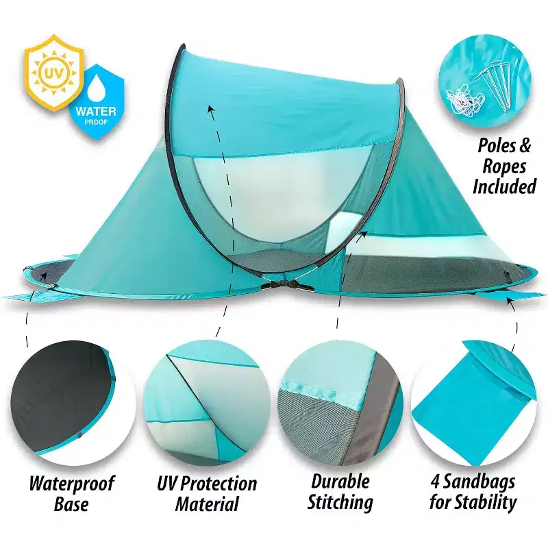 Zone Tech Instant Pop Up Beach Tent Canopy - Portable Sun Shade Shelter 2-3 person with Carry Bag for Outdoor Activities