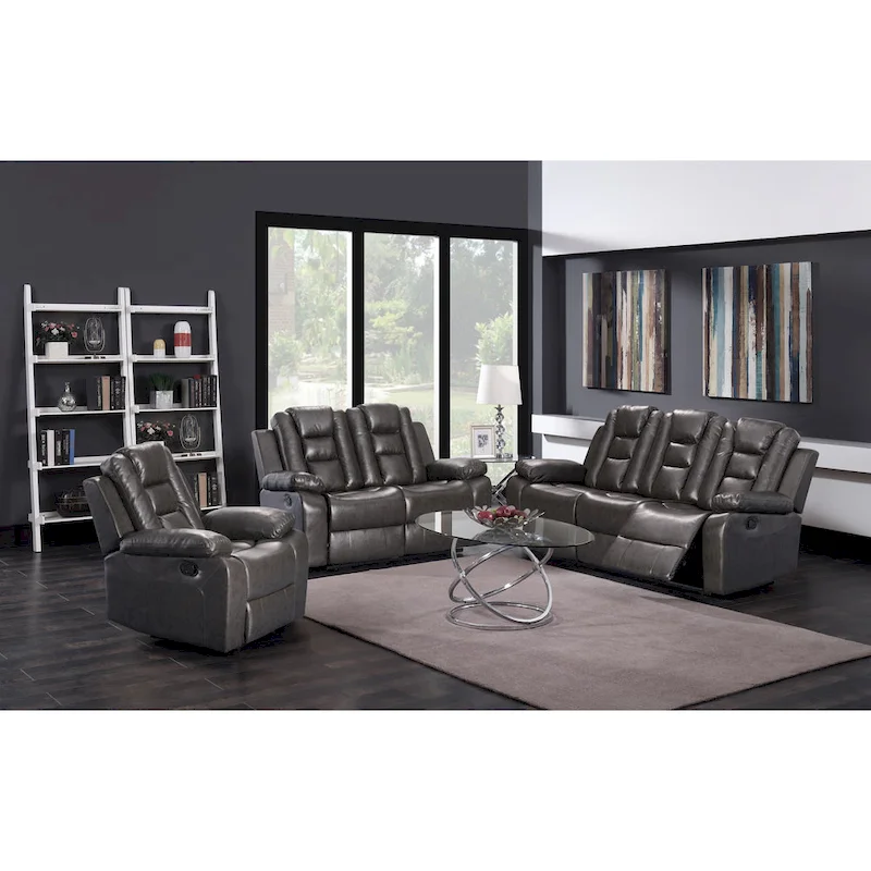 Grey PU Leather Living Room