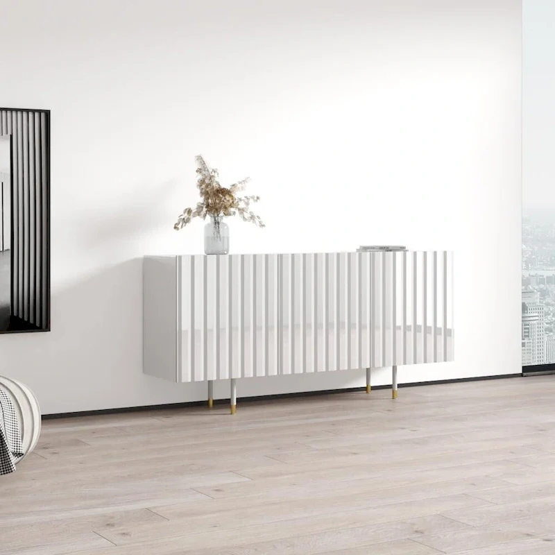 White / Black Modern High Gloss Sideboard Buffet Cabinet – Single Unit