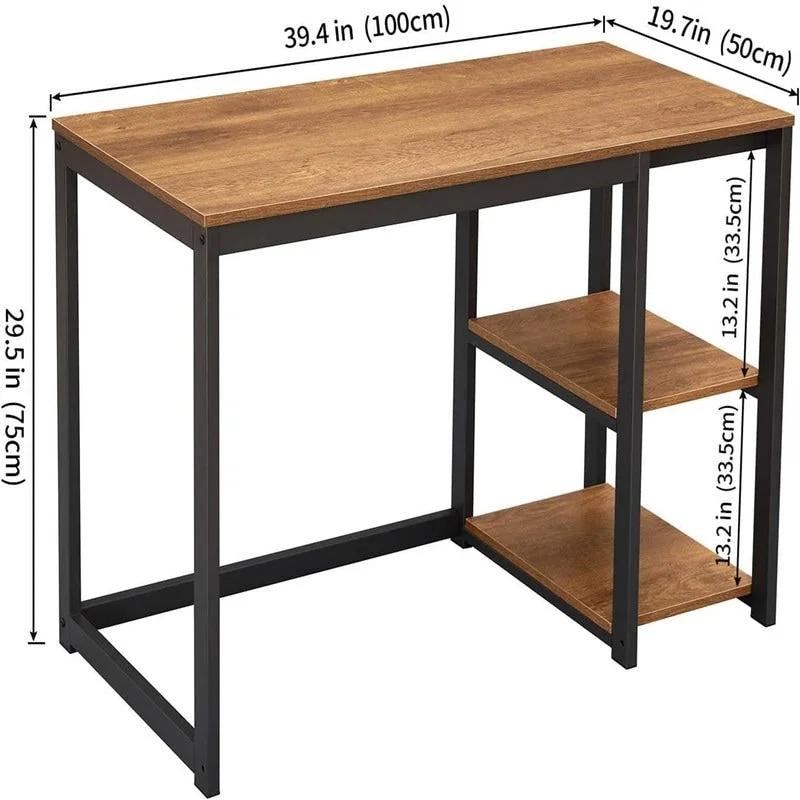 White / Black Marble / Oak / Brown / White Marble 2-Tier Computer Desk with Shelves – Modern Style, Home Office Use