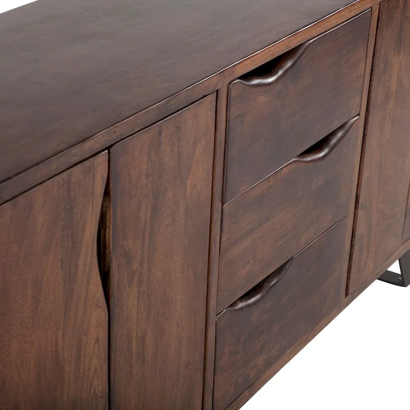 Nottingham 68-Inch Acacia Wood Sideboard in Walnut Finish