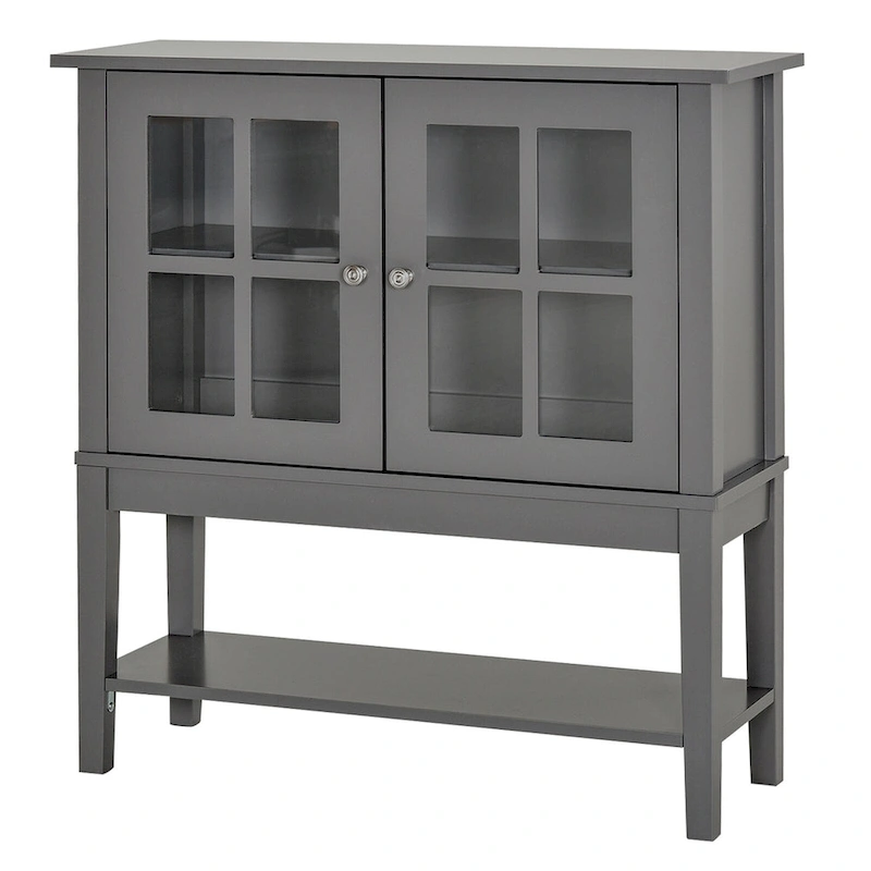HOMCOM Modern Kitchen Credenza & Sideboard Buffet Cabinet with 2 Swinging Glass Doors & Ample Storage Space