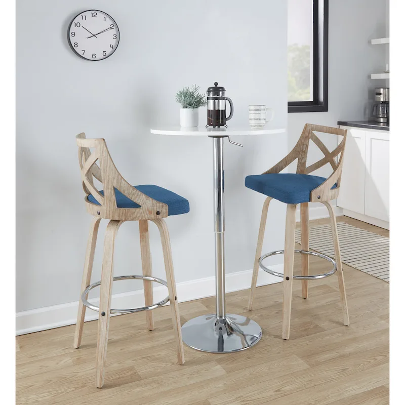 The Gray Barn Charlotte 30 Fixed-Height Bar Stool with Bent Wood Legs (Set of 2)