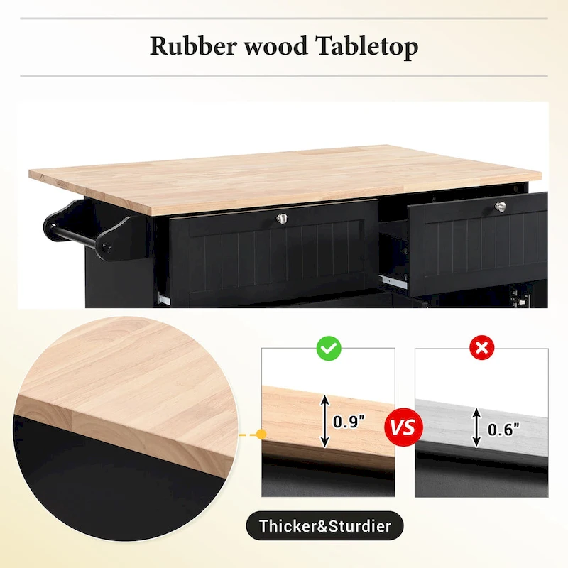 TOPMAX Kitchen Island Set with Drop Leaf and 2 Seatings, Dining Table Set with Adjustable Shelf, Drawers and Towel Rack