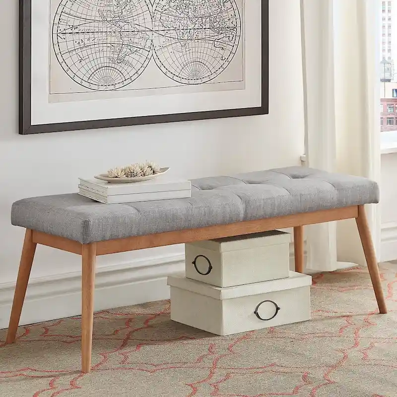 Upholstered Dining Bench with Angled Legs
