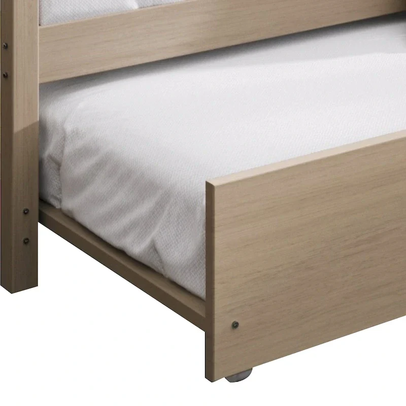 White/Walnut/Black/Light Oak/Antique Grey Railing-Style Twin Daybed with Trundle