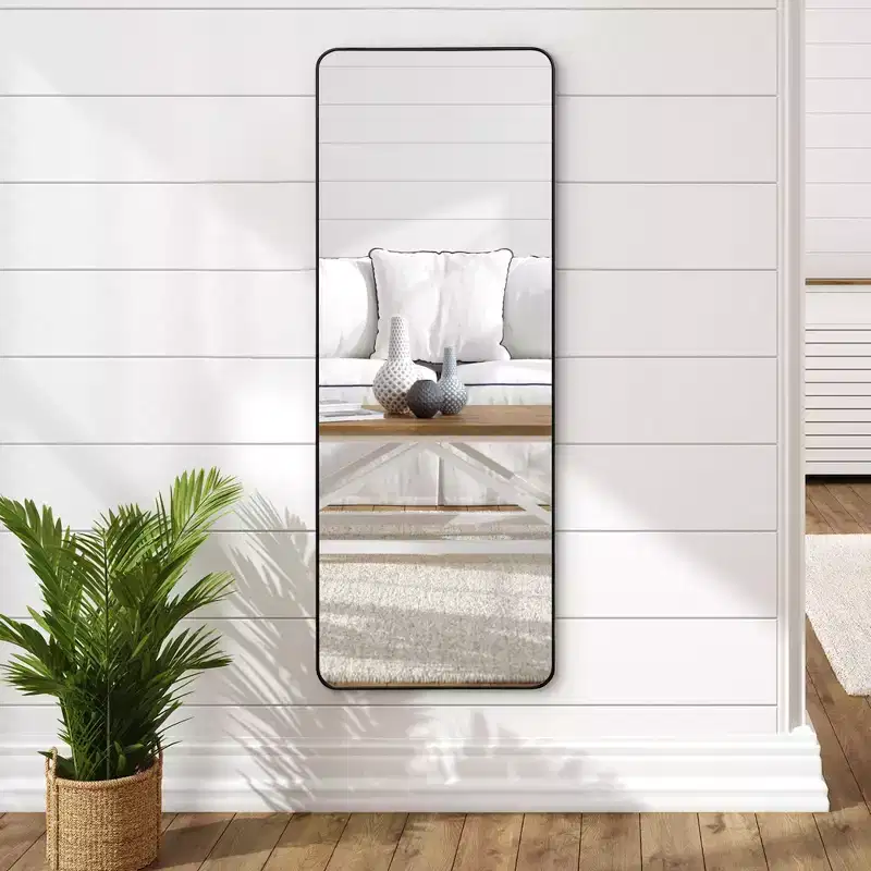 Americanflat 21x58 Full Length Mirror with Stand - Black - Premium Home Decor Style - Shatter-Resistant Glass - Elegant Modern Design - Modern