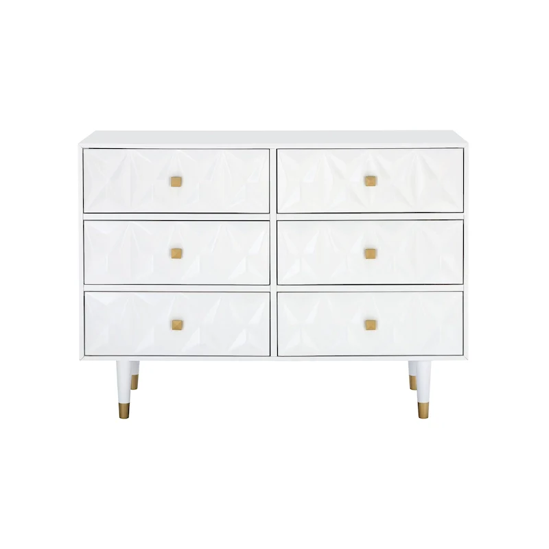 White / Black / Grey 6-Drawer Geometric Dresser